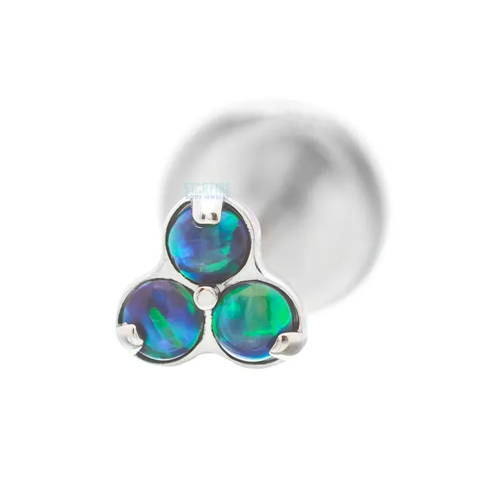 Earrings Industrial Strength IS Opals in Trinity Menage a Trois on Flatback