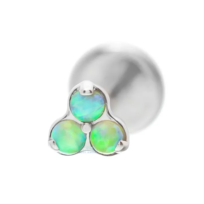 Earrings Industrial Strength IS Opals in Trinity Menage a Trois on Flatback