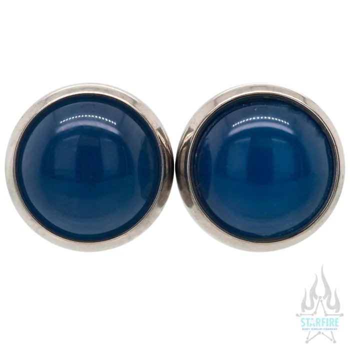 Earrings Industrial Strength IS Titanium Natural Stone Cabochon Gem Plugs Blue Agate Earrings Industrial Strength IS Titanium Natural Stone Cabochon Gem Plugs Blue Agate