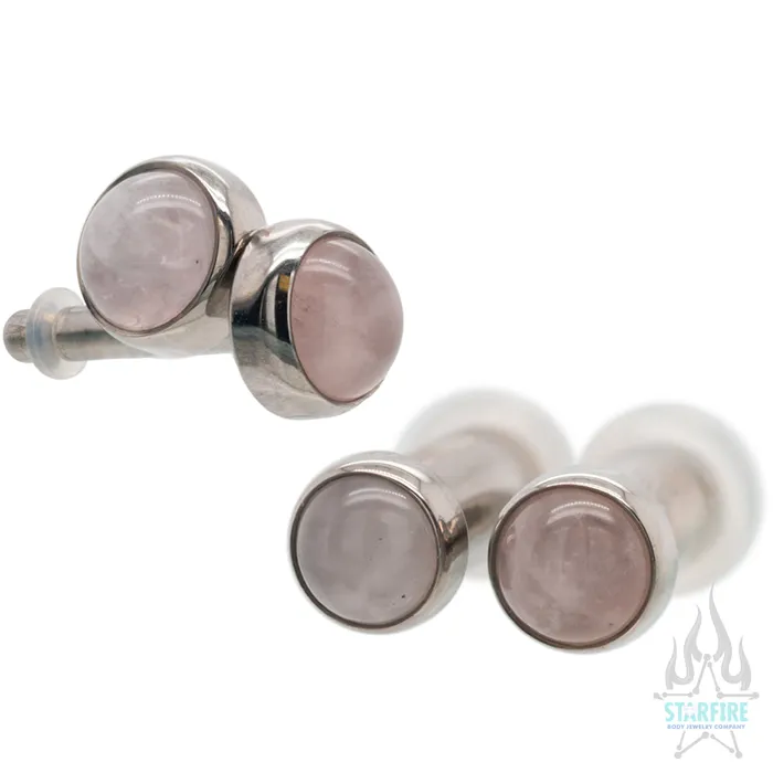 Earrings Industrial Strength IS Titanium Natural Stone Cabochon Gem Plugs Rose Quartz Earrings Industrial Strength IS Titanium Natural Stone Cabochon Gem Plugs Rose Quartz