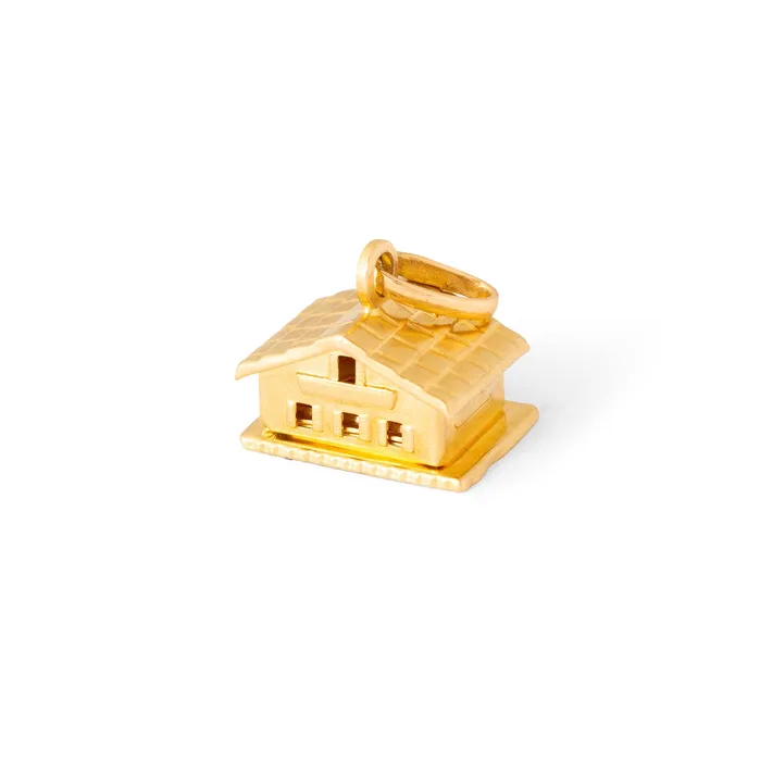 Earrings Movable House Charm in 18k Gold and Enamel Vintage
