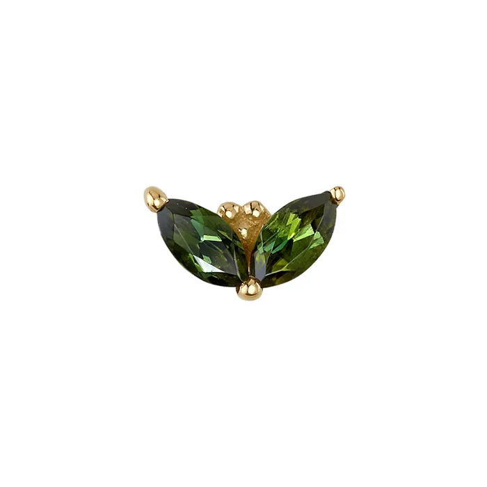 Earrings Petals Threaded End in Gold with Green Tourmaline Body Vision BVLA