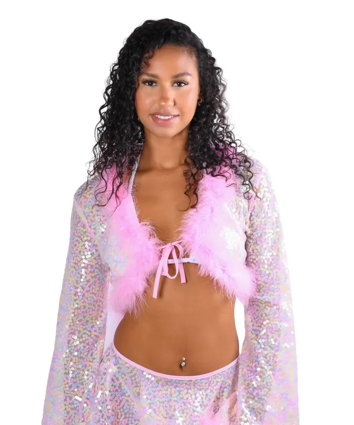 Earrings Pink Candy Fuzzy 3D Sequin Top THE LUMI SHOP