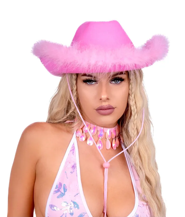 Earrings Pink Fuzzy Cowgirl Hat THE LUMI SHOP
