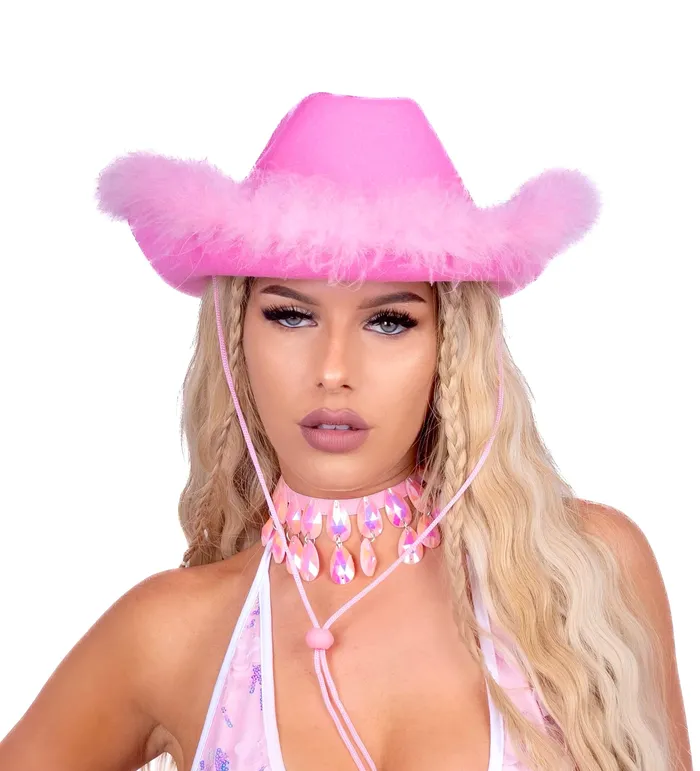 Earrings Pink Fuzzy Cowgirl Hat THE LUMI SHOP Earrings Pink Fuzzy Cowgirl Hat THE LUMI SHOP