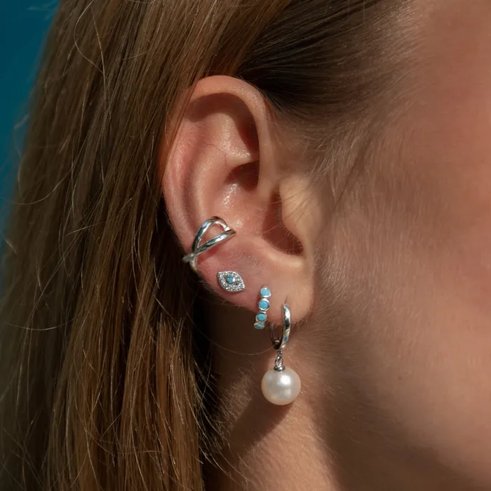 Earrings Scream Pretty Modern Pearl Hoop Earrings