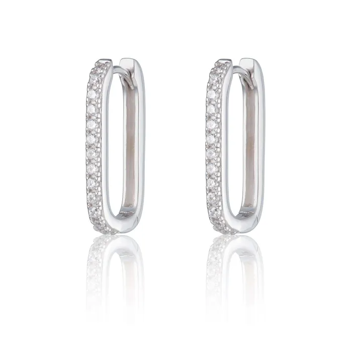 Earrings Scream Pretty Oval Hoop Earrings with Clear Stones