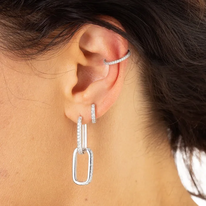 Earrings Scream Pretty Oval Hoop Earrings with Clear Stones