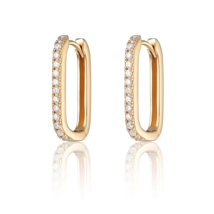 Earrings Scream Pretty Oval Hoop Earrings with Clear Stones