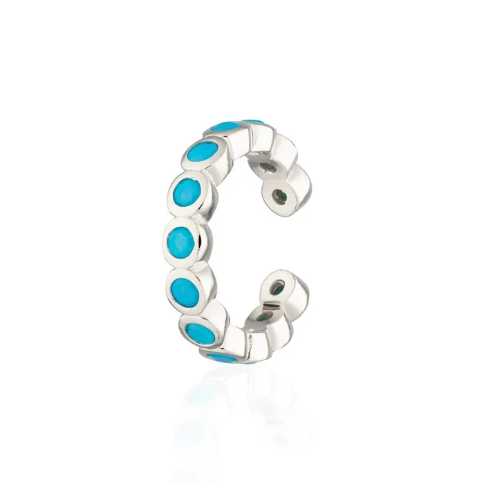 Earrings Scream Pretty Turquoise Bezel Single Ear Cuff