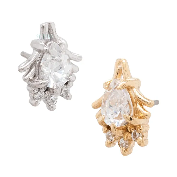 Earrings Tawapa threadless Rosemary Pin in Gold with Gemstones
