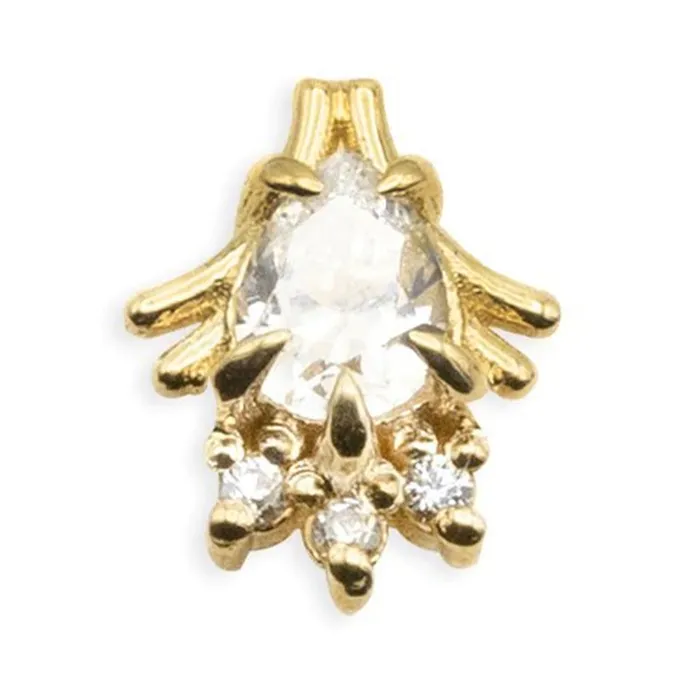 Earrings Tawapa threadless Rosemary Pin in Gold with Gemstones