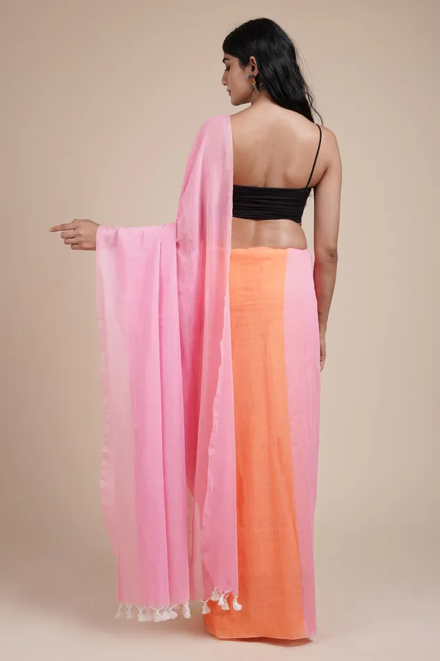 Earrings Teejh Iqra Pink Orange Mulmul Saree Teejh