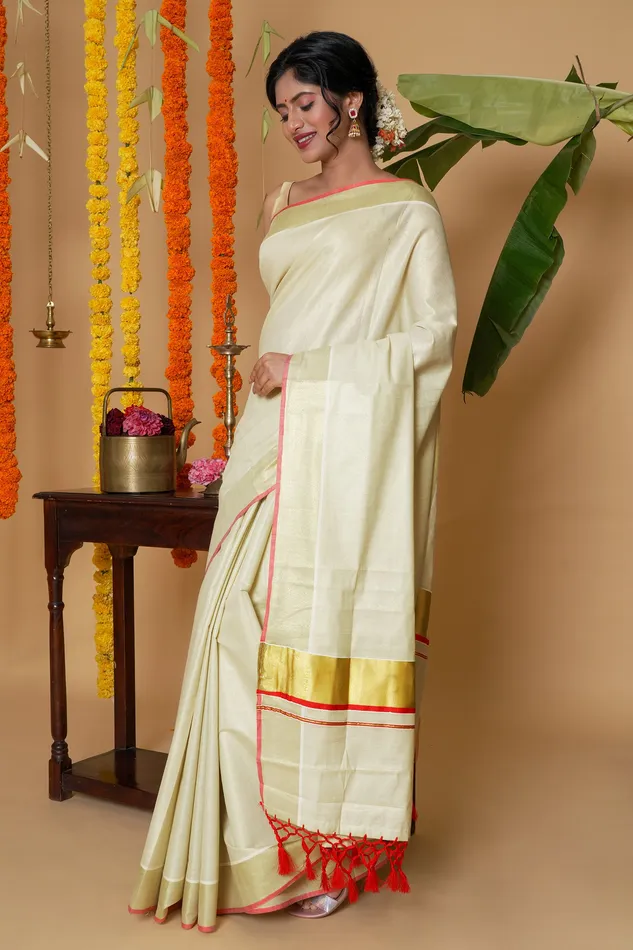 Earrings Teejh Kabani Kerala Tissue Red Saree Teejh