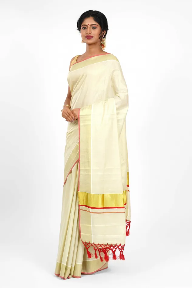 Earrings Teejh Kabani Kerala Tissue Red Saree Teejh