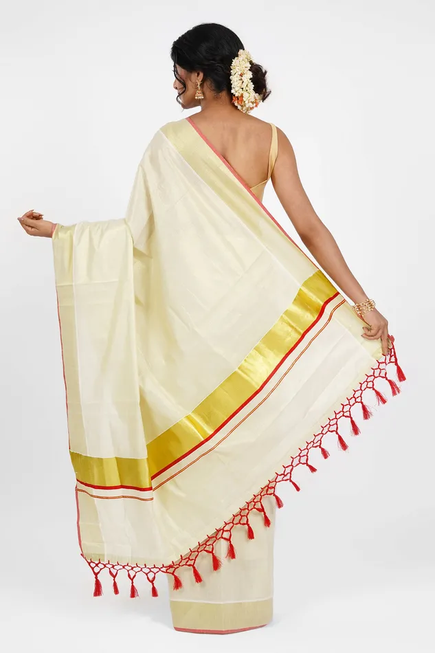 Earrings Teejh Kabani Kerala Tissue Red Saree Teejh