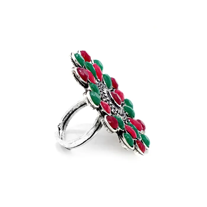 Earrings Teejh Naisha Multi Colored Silver Oxidized Jewelry Gift Set Earrings Teejh Naisha Multi Colored Silver Oxidized Jewelry Gift Set