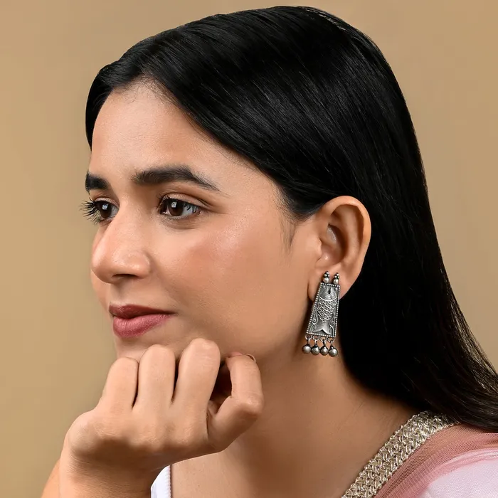 Earrings Teejh Teejh Chahnaa Silver Fish Oxidised Earring Earrings Teejh Teejh Chahnaa Silver Fish Oxidised Earring