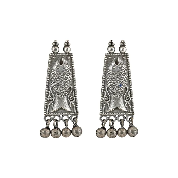 Earrings Teejh Teejh Chahnaa Silver Fish Oxidised Earring Earrings Teejh Teejh Chahnaa Silver Fish Oxidised Earring