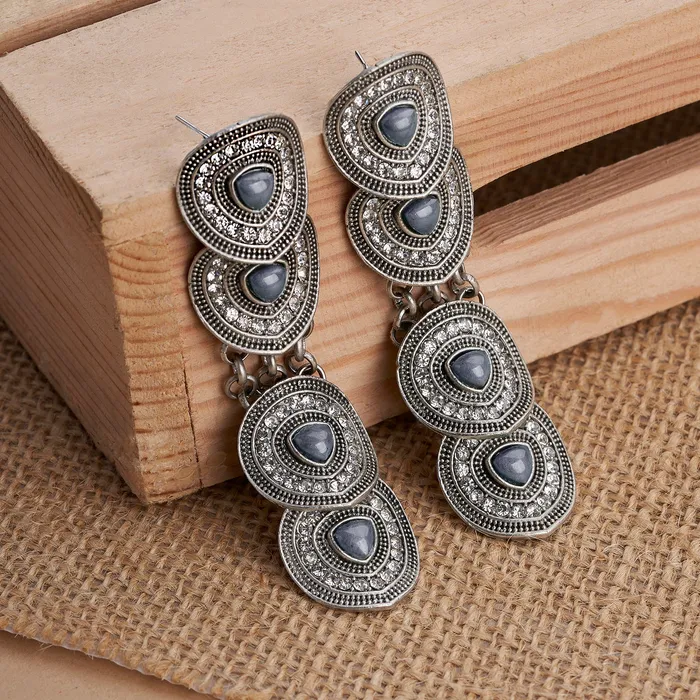 Earrings Teejh Teejh Divika Silver Grey Earring