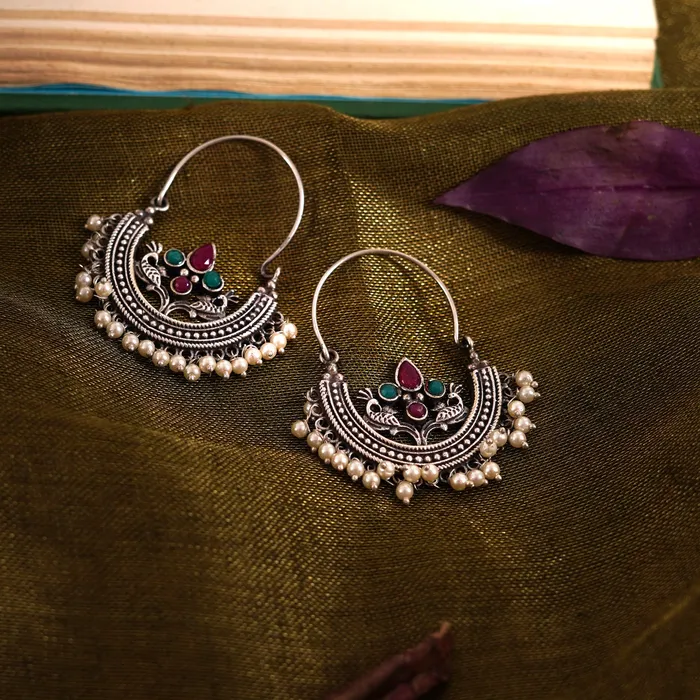 Earrings Teejh Teejh Saara Floral Multicolored Hoop Earrings