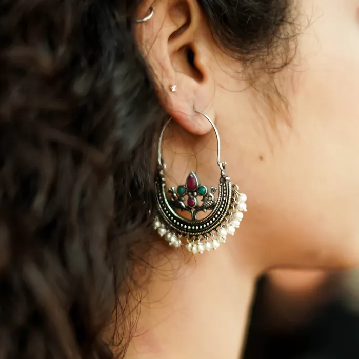 Earrings Teejh Teejh Saara Floral Multicolored Hoop Earrings