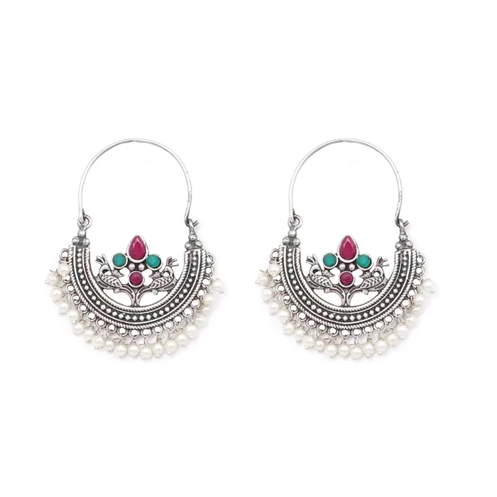 Earrings Teejh Teejh Saara Floral Multicolored Hoop Earrings