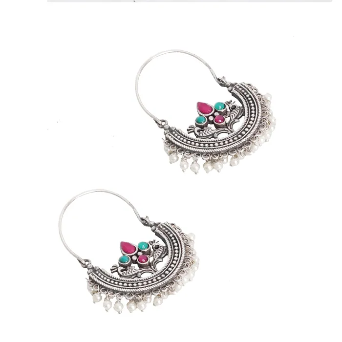 Earrings Teejh Teejh Saara Floral Multicolored Hoop Earrings