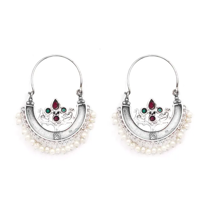 Earrings Teejh Teejh Saara Floral Multicolored Hoop Earrings