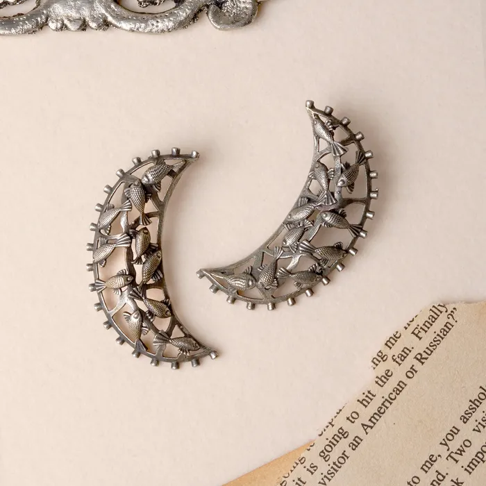 Earrings Teejh Teejh Vasudha Silver Oxidised Earrings