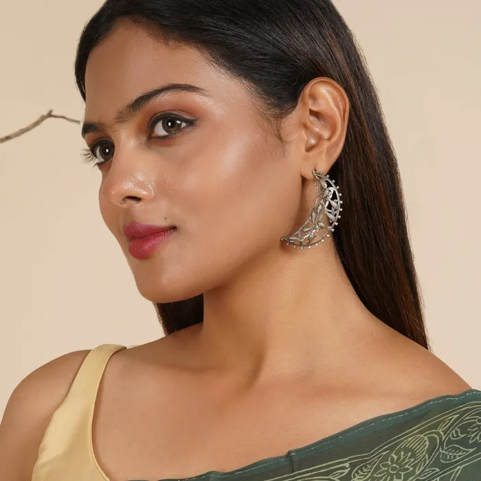 Earrings Teejh Teejh Vasudha Silver Oxidised Earrings Earrings Teejh Teejh Vasudha Silver Oxidised Earrings