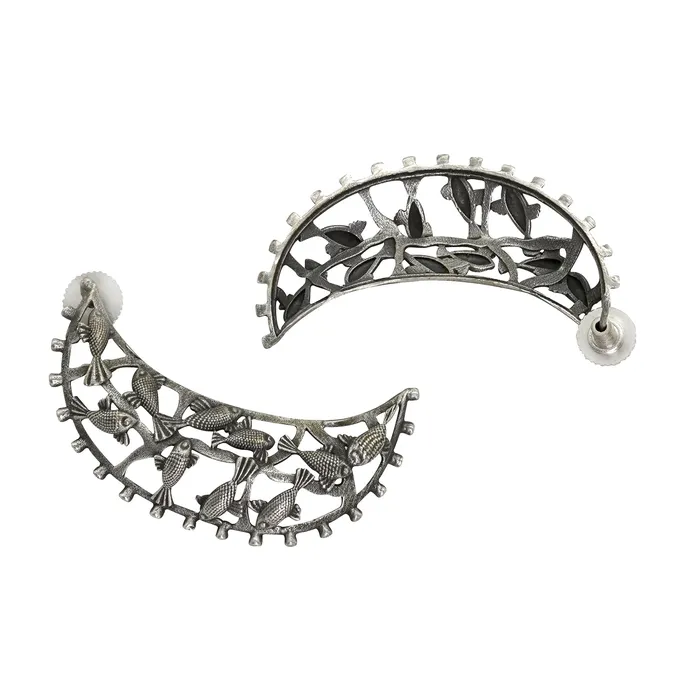 Earrings Teejh Teejh Vasudha Silver Oxidised Earrings Earrings Teejh Teejh Vasudha Silver Oxidised Earrings