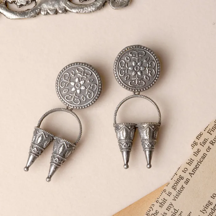 Earrings Teejh Teejh Yachana Silver Oxidised Earrings
