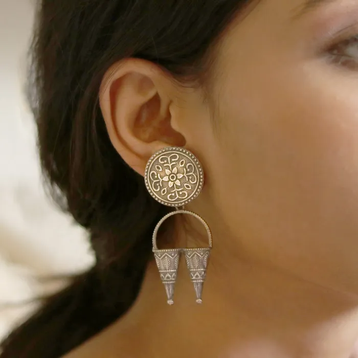 Earrings Teejh Teejh Yachana Silver Oxidised Earrings Earrings Teejh Teejh Yachana Silver Oxidised Earrings