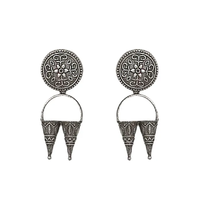 Earrings Teejh Teejh Yachana Silver Oxidised Earrings Earrings Teejh Teejh Yachana Silver Oxidised Earrings