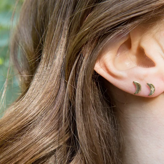 Earrings The FB Crescent Moon Stud Earring Fox Bond Originals