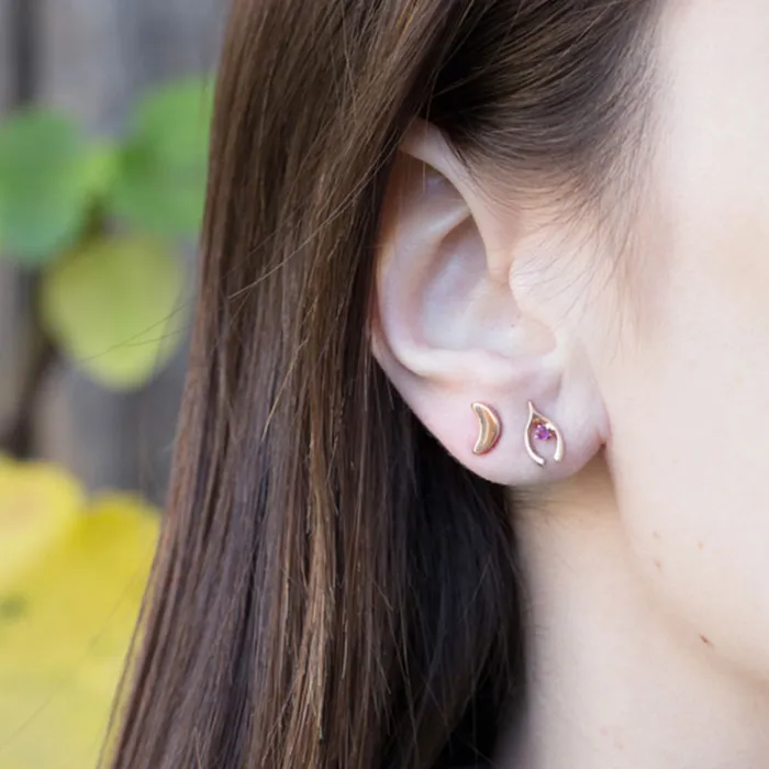 Earrings The FB Crescent Moon Stud Earring Fox Bond Originals