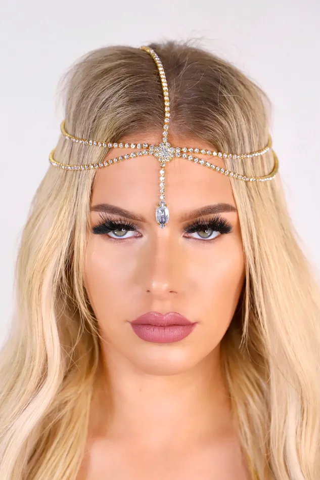 Earrings THE LUMI SHOP Golden Rhinestone Head Jewelry
