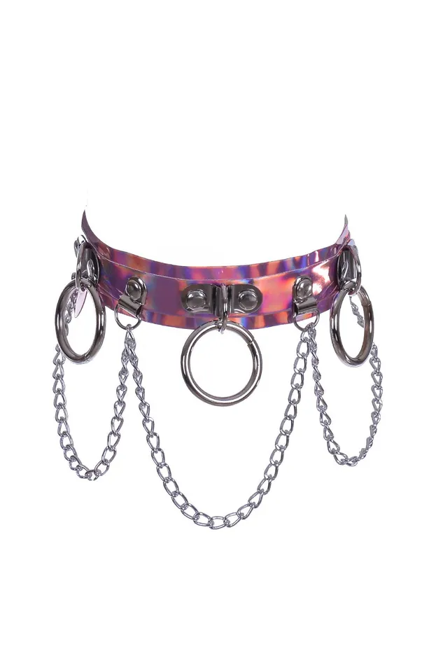 Earrings THE LUMi SHOP Hoop Chain Chocker in Baby Pink Hologram
