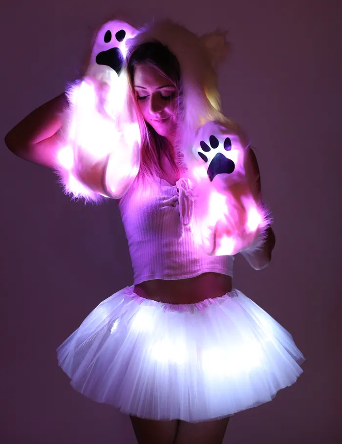 Earrings THE LUMi SHOP LED Fur Hood Fuzzy Animal Rave Hood