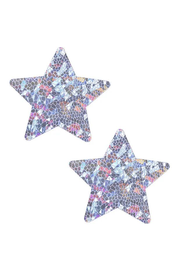 Earrings THE LUMi SHOP Silver Holographic Star Pasties
