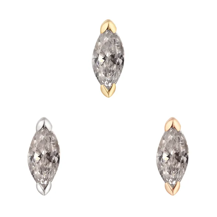 Earrings threadless Zuri End in Gold with Marquise Grey Diamond Buddha Jewelry Organics