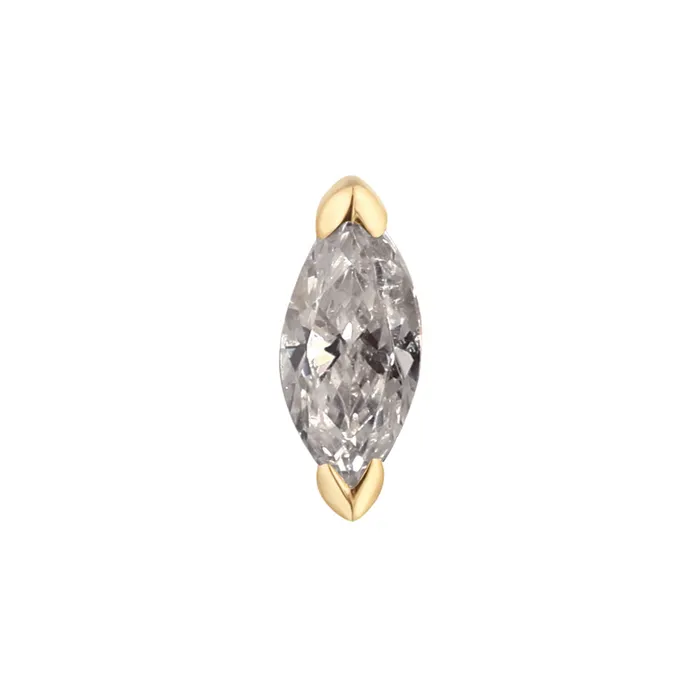 Earrings threadless Zuri End in Gold with Marquise Grey Diamond Buddha Jewelry Organics