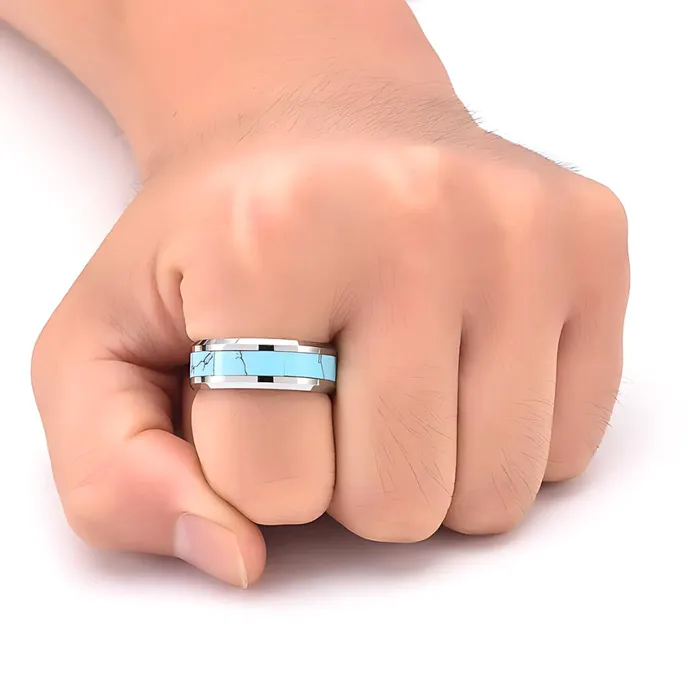 Earrings Turquoise Protection Tungsten Couple Rings