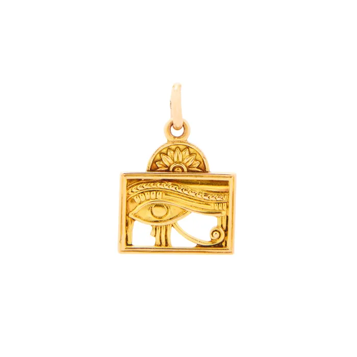 Earrings Vintage Egyptian Eye 14k Gold Charm