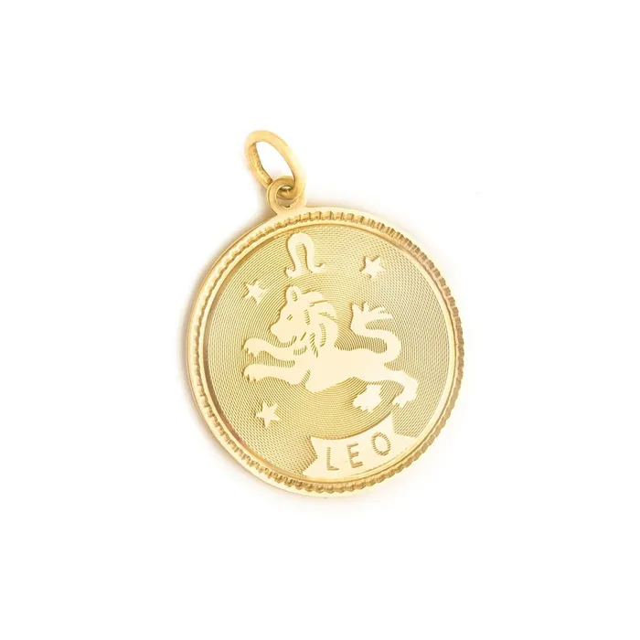 Earrings Vintage Large Leo 14k Gold Zodiac Charm