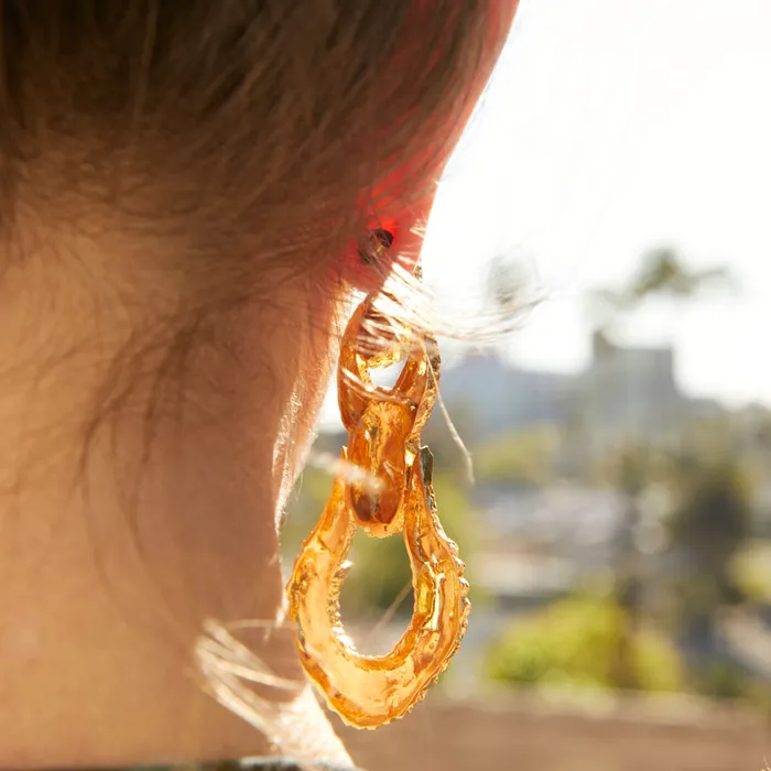 Earrings Vintage Large Textured 14K Gold Door Knocker Drop Earrings