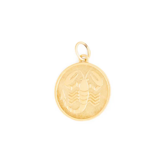 Earrings Vintage Scorpio 14k Gold Disc Zodiac Charm