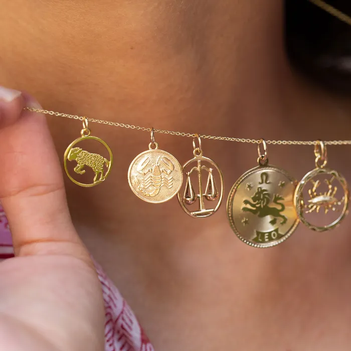 Earrings Vintage Scorpio 14k Gold Disc Zodiac Charm