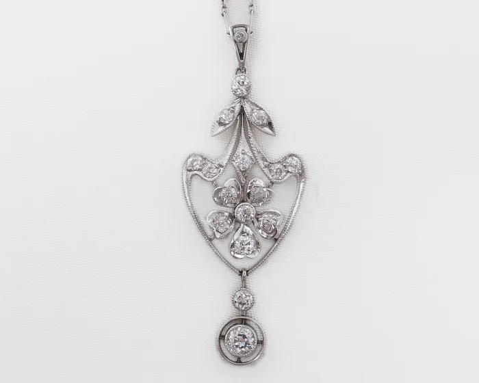 Edwardian Diamond Floral Pendant Isadoras C Necklaces